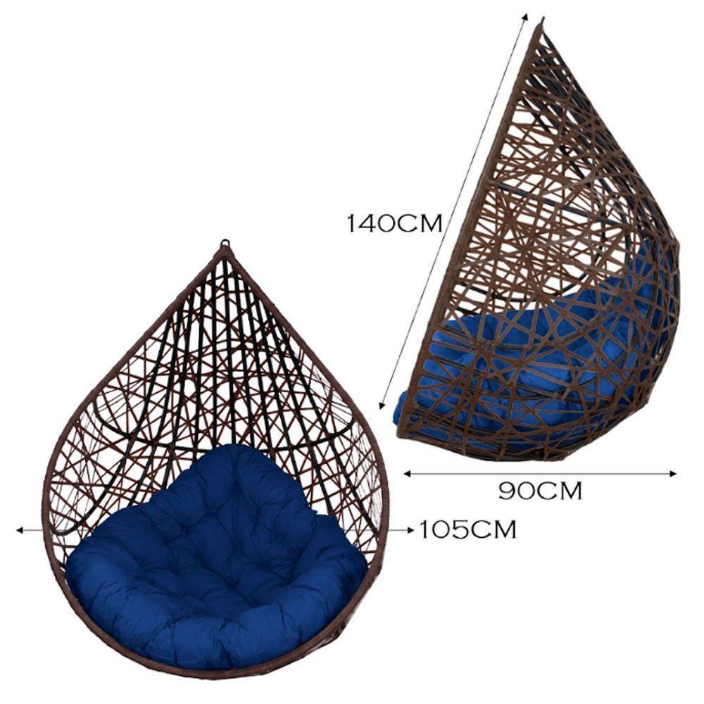 Cadeira Balanço Ninho Suspenso Gota Tramado C- Almofada Impermeável Acesse Móveis Tabaco-azul - 2