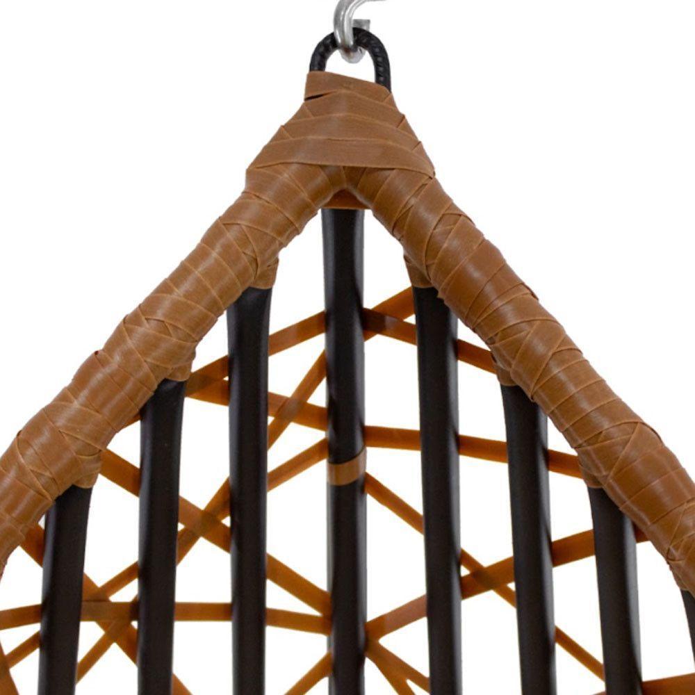 Cadeira Balanço Ninho Suspenso Gota Tramado C- Almofada Impermeável Acesse Móveis Caramelo-azul - 4