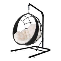Cadeira Balanço Ninho Suspenso C- Suporte E Almofada Impermeável Preto C- Branco Gelo - 1