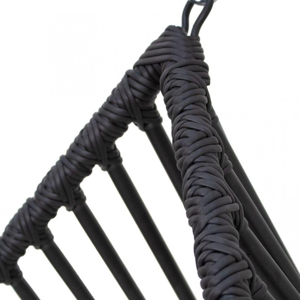 Cadeira Balanço Ninho Suspenso Gota De Fibra C- Almofada Acesse Móveis Preto C- Branco Gelo - 3