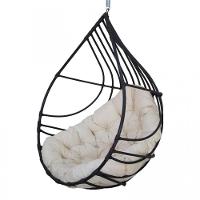 Cadeira Balanço Ninho Suspenso Gota De Fibra C- Almofada Acesse Móveis Preto C- Branco Gelo - 1