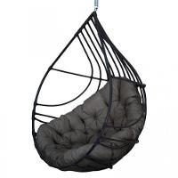 Cadeira Balanço Ninho Suspenso Gota De Fibra C- Almofada Impermeável Acesse Móveis Preto-cinza - 1