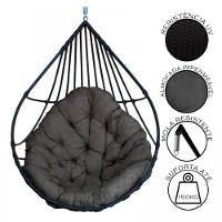 Cadeira Balanço Ninho Suspenso Gota De Fibra C- Almofada Impermeável Acesse Móveis Preto-cinza