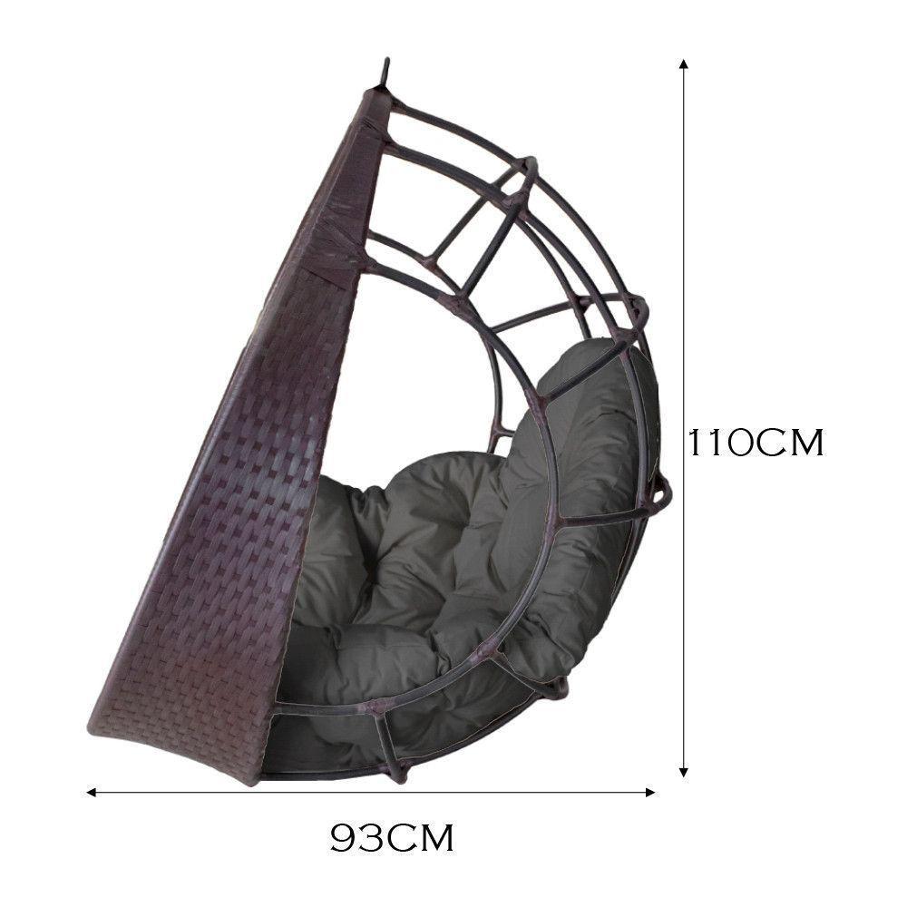 Cadeira Balanço Ninho Suspenso De Fibra C- Almofada Impermeável Tabaco-cinza - 3