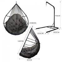 Cadeira Balanço Ninho Suspenso Gota C- Suporte E Almofada Impermeável Acesse Móveis Preto-cinza - 5