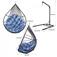 Cadeira Balanço Ninho Suspenso Gota Almofada Impermeável Acesse Móveis Preto-azul Ladrilho - 2