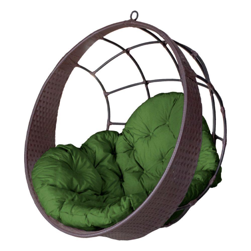 Cadeira Balanço Ninho Suspenso De Fibra C- Almofada Impermeável Tabaco-verde - 1