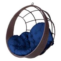 Cadeira Balanço Ninho Suspenso De Fibra C- Almofada Impermeável Tabaco-azul - 1
