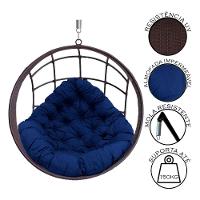Cadeira Balanço Ninho Suspenso De Fibra C- Almofada Impermeável Tabaco-azul - 2