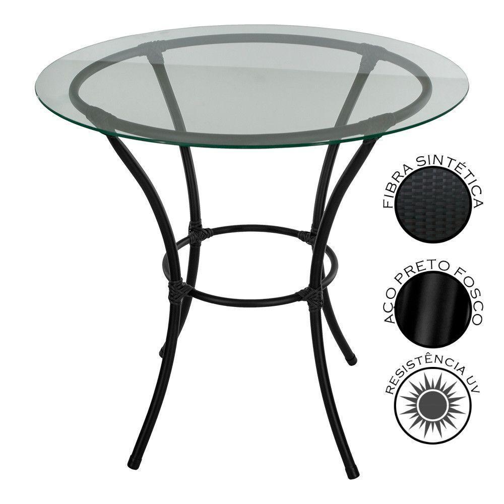 Jogo De Mesa 4 Cadeiras Happy Hour Para área Externa Em Aço E Fibra Sintética Preto - 5