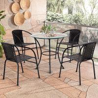 Jogo De Mesa 4 Cadeiras Happy Hour Para área Externa Em Aço E Fibra Sintética Preto - 1