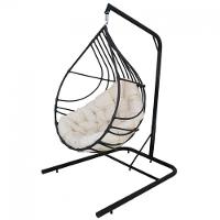 Cadeira Balanço Ninho Suspenso Gota Almofada Impermeável Acesse Móveis Preto C- Branco Gelo - 1