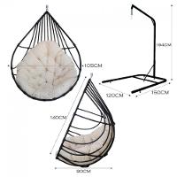 Cadeira Balanço Ninho Suspenso Gota Almofada Impermeável Acesse Móveis Preto C- Branco Gelo