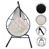Cadeira Balanço Ninho Suspenso Gota Almofada Impermeável Acesse Móveis Preto C- Branco Gelo - 6