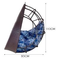 Cadeira Balanço Ninho Suspenso De Fibra C- Almofada Impermeável Tabaco-azul Ladrilho - 4