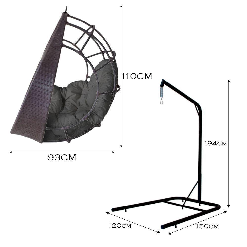 Cadeira Balanço Ninho Suspenso C- Suporte E Almofada Impermeável Tabaco-cinza - 2