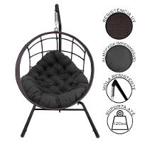 Cadeira Balanço Ninho Suspenso C- Suporte E Almofada Impermeável Tabaco-cinza - 4