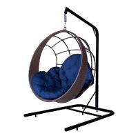 Cadeira Balanço Ninho Suspenso C- Suporte E Almofada Impermeável Tabaco-azul - 1