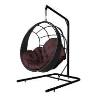 Cadeira Balanço Ninho Suspenso C- Suporte E Almofada Impermeável Preto C- Marrom - 1