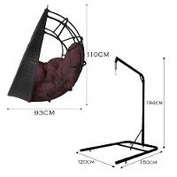 Cadeira Balanço Ninho Suspenso C- Suporte E Almofada Impermeável Preto C- Marrom - 2