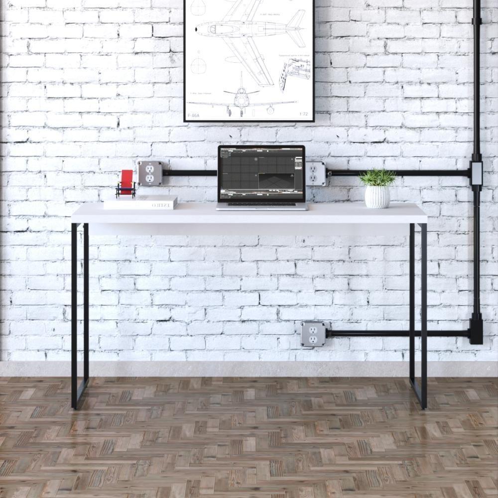 Mesa Dynamica 135x50x75cm Branco Chess - Est.preta Branco Chess - Est.preta - 1