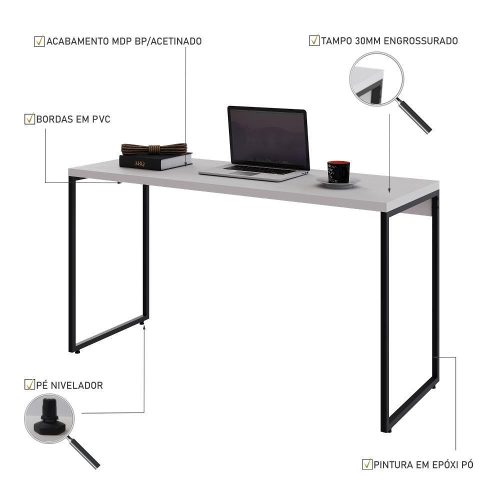 Mesa Dynamica 135x50x75cm Branco Chess - Est.preta Branco Chess - Est.preta - 4