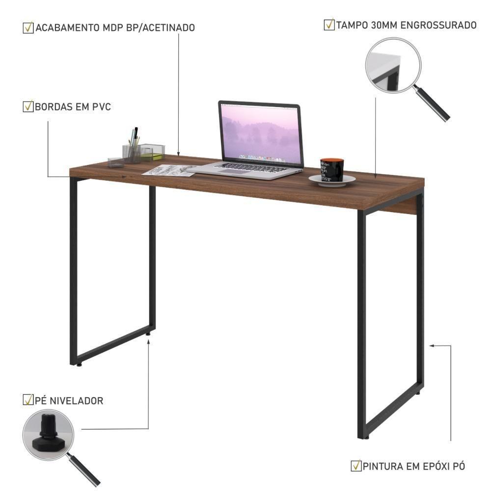 Mesa Dynamica 120x50x75cm Nogal - Est.preta Nogal - Est.preta - 4