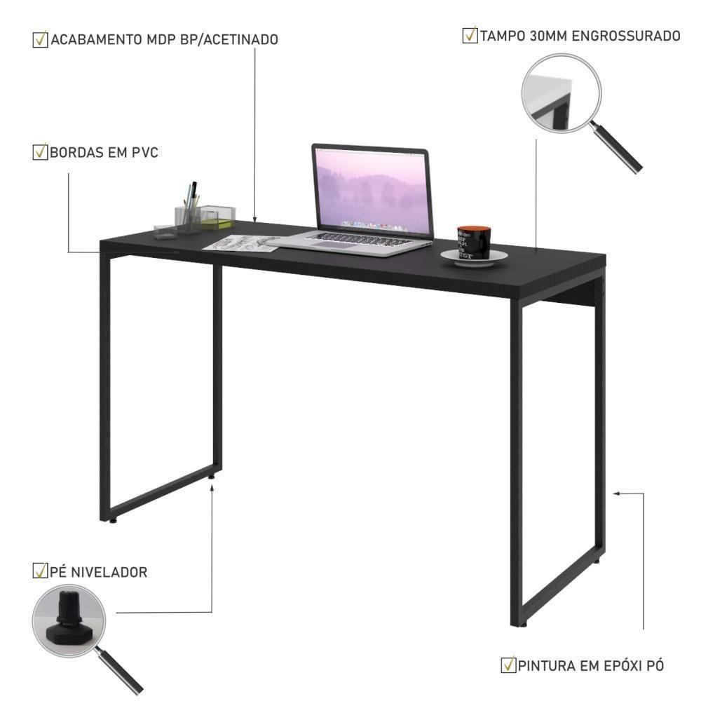 Mesa Dynamica 120x50x75cm Preto ônix - Est.preta Preto ônix - Est.preta - 4