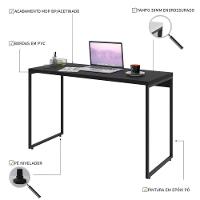 Mesa Dynamica 120x50x75cm Preto ônix - Est.preta Preto ônix - Est.preta