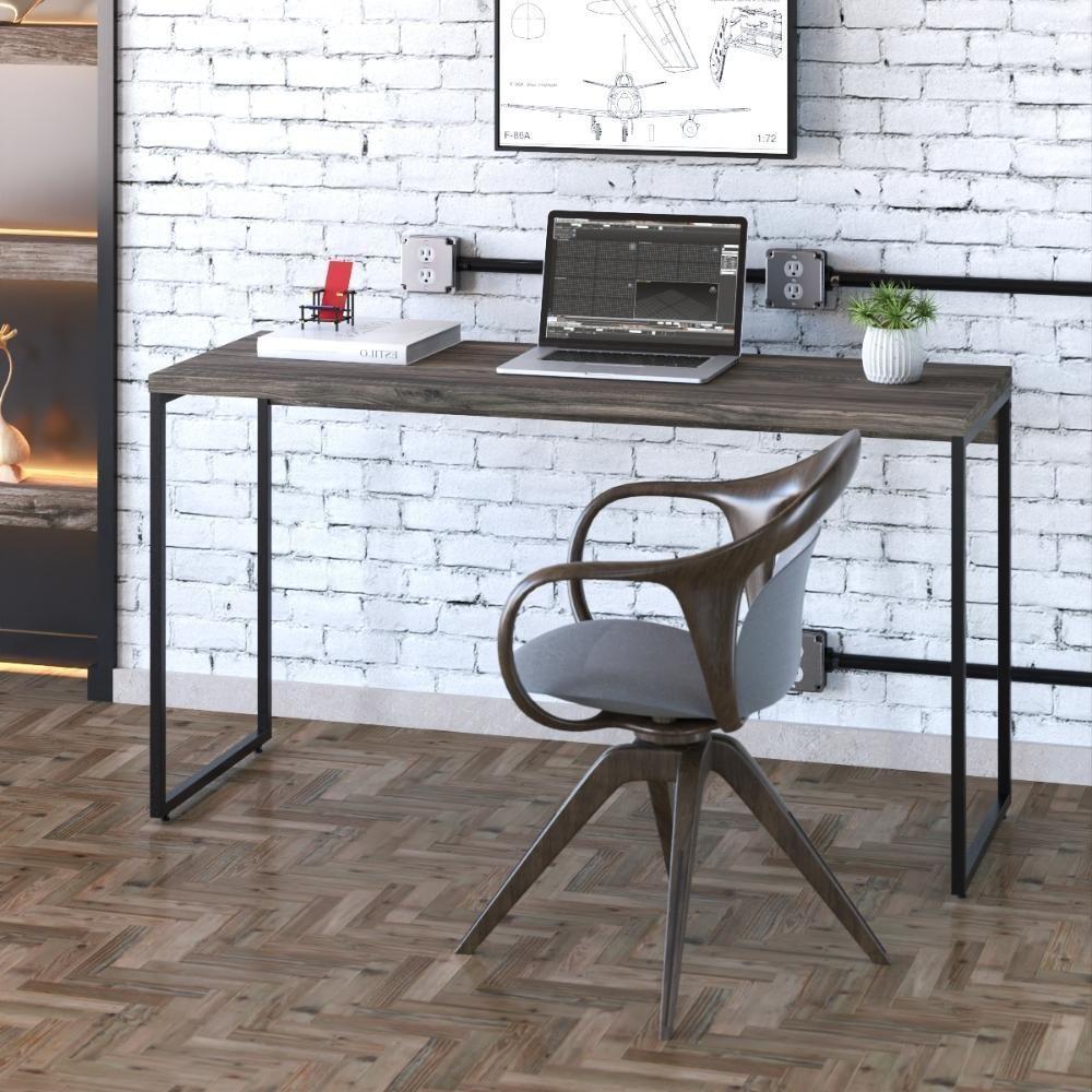 Mesa Dynamica 135x50x75cm Carvalho Dark - Est.preta Carvalho Dark - Est.preta - 7