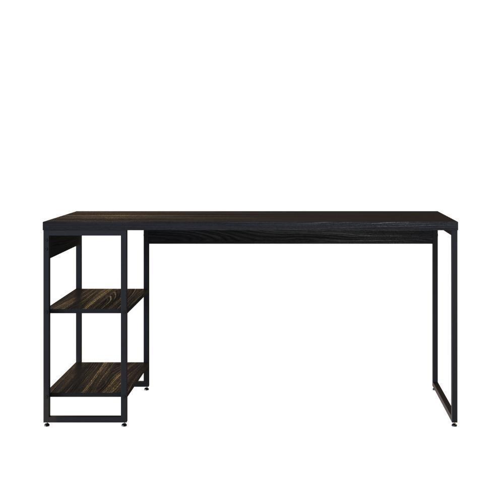 Mesa C-estante Baixa 150x64x75cm C-02 Prateleiras Preto ônix - Est.preta Preto ônix - Est.preta - 2
