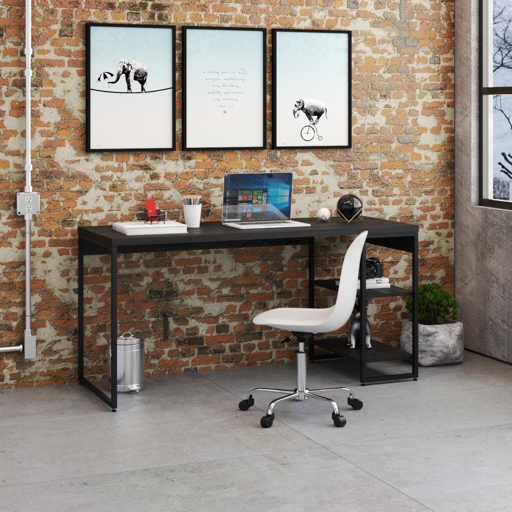 Mesa C-estante Baixa 150x64x75cm C-02 Prateleiras Preto ônix - Est.preta Preto ônix - Est.preta - 6