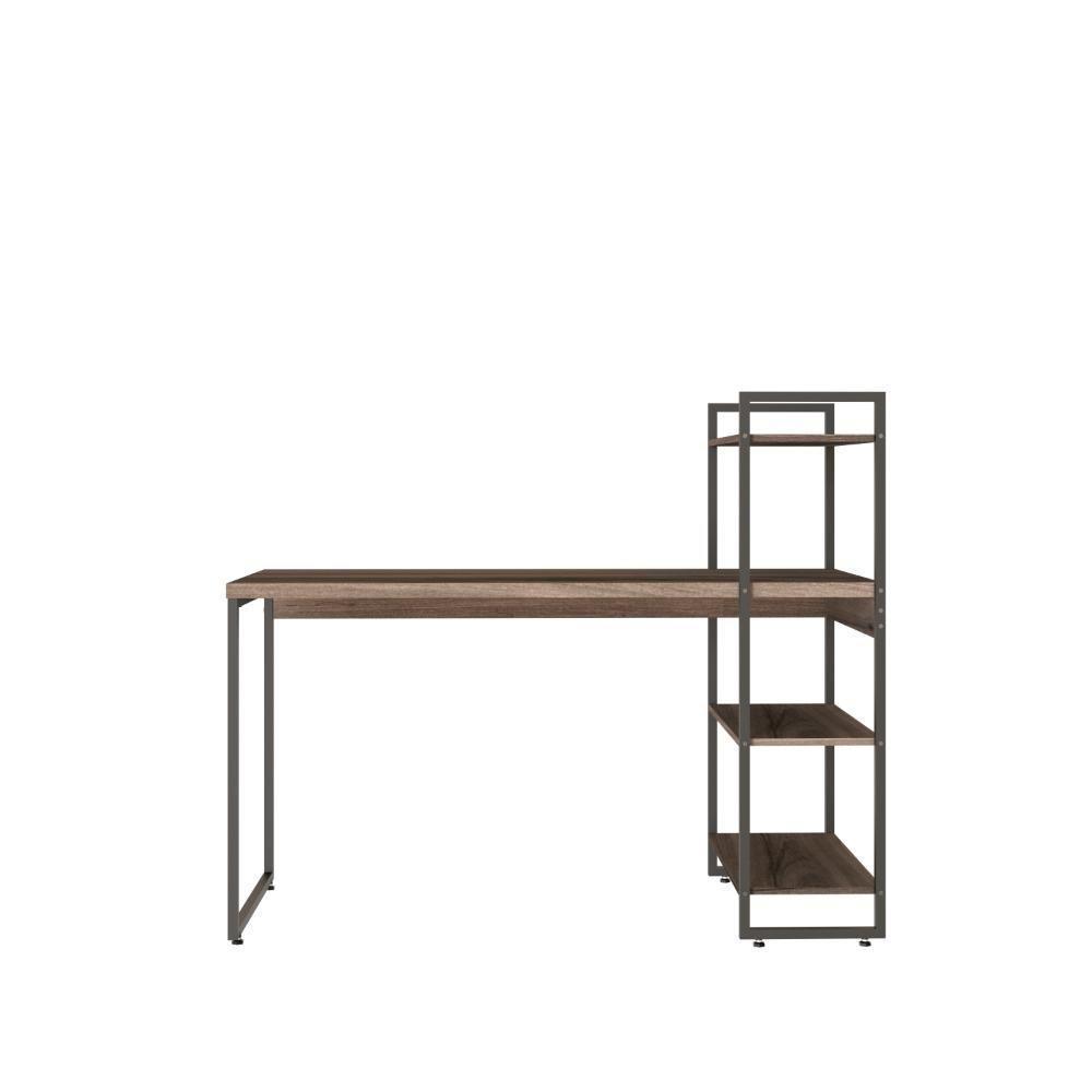 Mesa C-estante Alta 135x64x115cm C-03 Prateleiras Nogal - Est.preta Nogal - Est.preta - 2