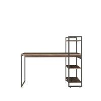 Mesa C-estante Alta 135x64x115cm C-03 Prateleiras Nogal - Est.preta Nogal - Est.preta - 2