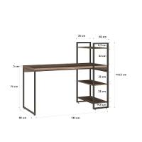 Mesa C-estante Alta 135x64x115cm C-03 Prateleiras Nogal - Est.preta Nogal - Est.preta