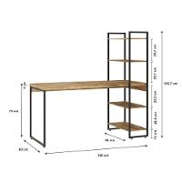 Mesa C-estante Alta 150x64x147cm C-04 Prateleiras Carvalho - Est.preta Carvalho - Est.preta - 3