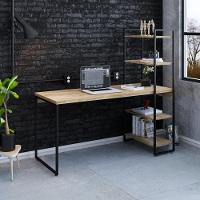 Mesa C-estante Alta 150x64x147cm C-04 Prateleiras Carvalho - Est.preta Carvalho - Est.preta - 7