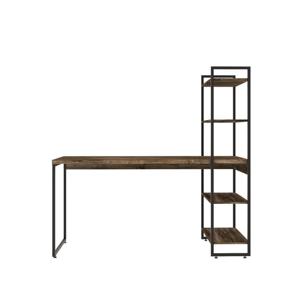 Mesa C-estante Alta 150x64x147cm C-04 Prateleiras Carvalho Dark - Est.preta Carvalho Dark - 2