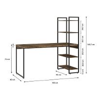 Mesa C-estante Alta 150x64x147cm C-04 Prateleiras Carvalho Dark - Est.preta Carvalho Dark - 3