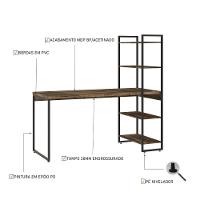 Mesa C-estante Alta 150x64x147cm C-04 Prateleiras Carvalho Dark - Est.preta Carvalho Dark