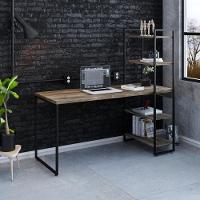 Mesa C-estante Alta 150x64x147cm C-04 Prateleiras Carvalho Dark - Est.preta Carvalho Dark - 7