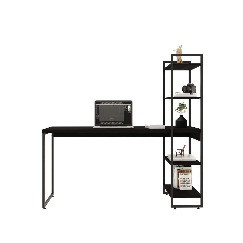 Mesa C-estante Alta 150x64x147cm C-04 Prateleiras Preto ônix - Est.preta Preto ônix - Est.preta - 6