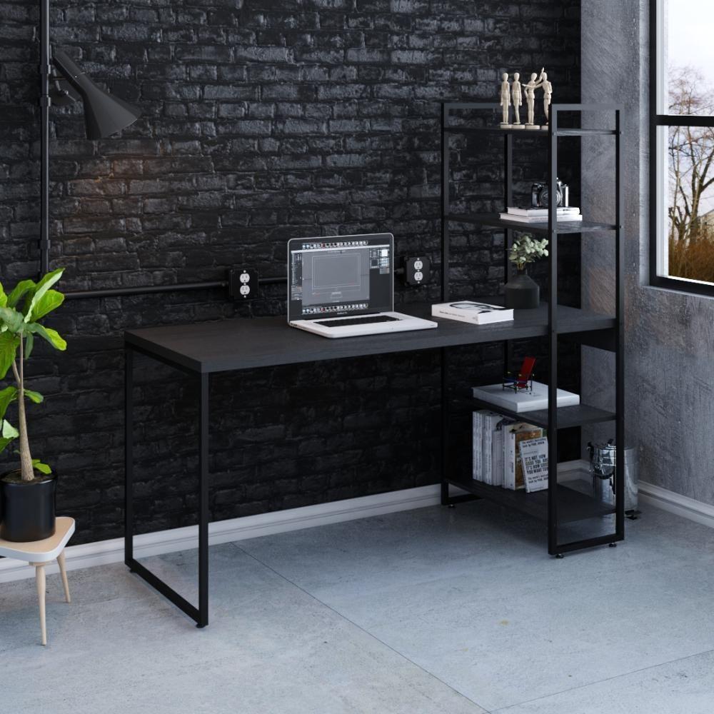 Mesa C-estante Alta 150x64x147cm C-04 Prateleiras Preto ônix - Est.preta Preto ônix - Est.preta - 7