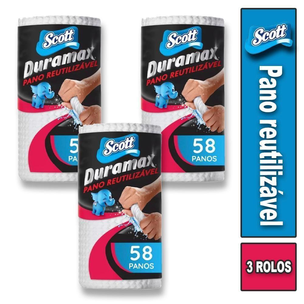 3 Rolos De Toalha Pano Reutilizável Scott Duramax 58 Pç Cada - 2
