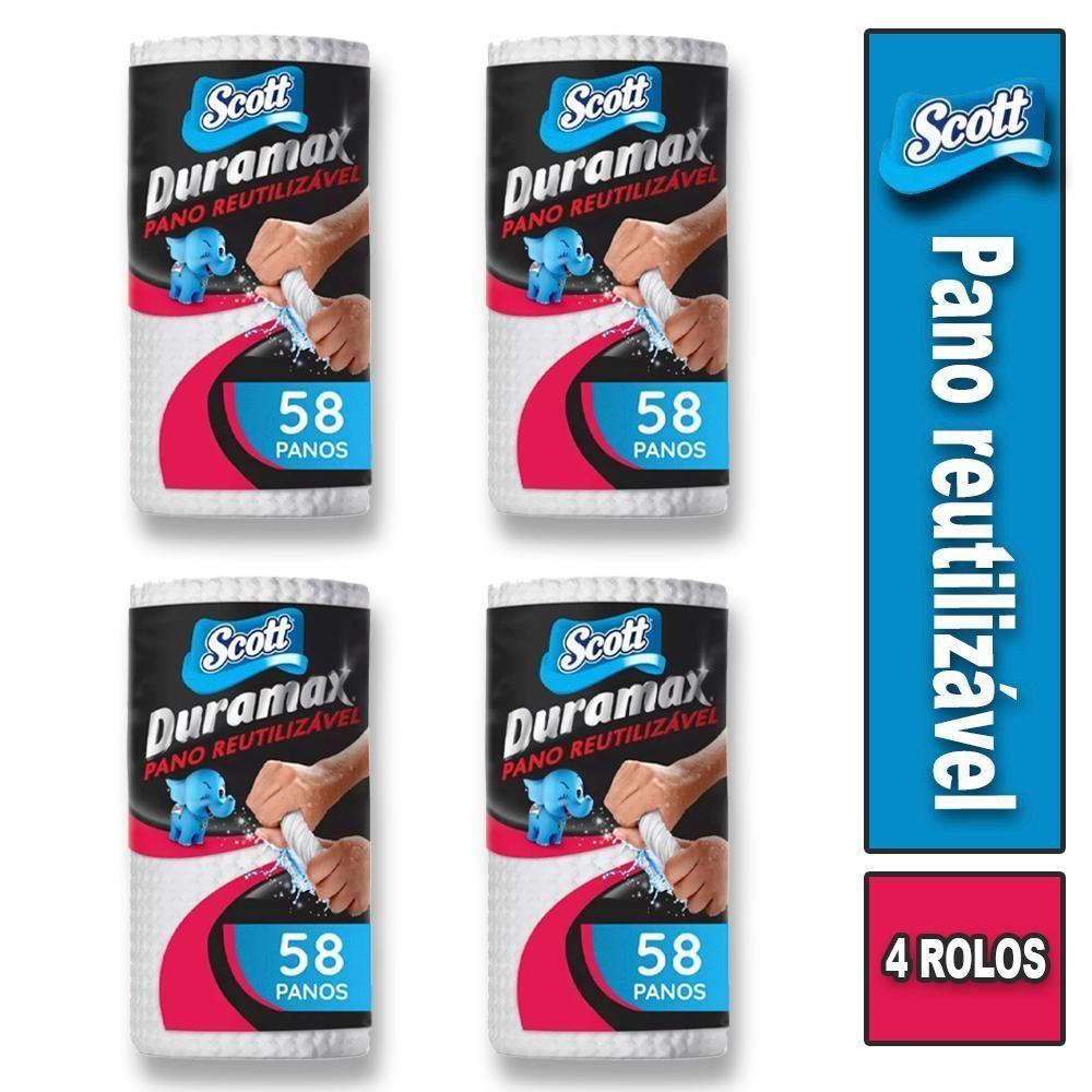 4 Rolos De Toalha Pano Reutilizável Scott Duramax 58 Pç Cada - 2