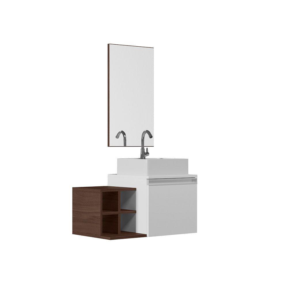 Conjunto Gabinete Armário Para Banheiro Roma Completo Com Cuba E Torneira - 2