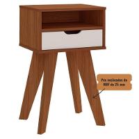 Mesa De Apoio Lateral Vip Com Gaveta E Nicho Cedro / Off White