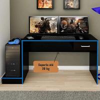 Mesa Escrivaninha Gamer Para 2 Monitores Preto Acetinado/azul - 2
