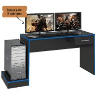 Mesa Escrivaninha Gamer Para 2 Monitores Preto Acetinado/azul - 3