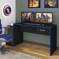 Mesa Escrivaninha Gamer Para 2 Monitores Preto Acetinado/azul - 6